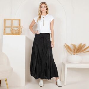 Young Threads Charcoal Boho Patchwork Maxi Skirt Lace Detail